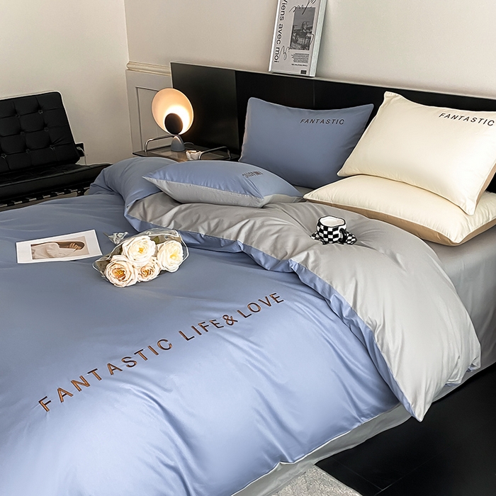 91家纺网 家纺一手货源 找家纺 澳梵家居 2024新款60s全棉刺绣四件套--罗曼克系列 罗曼克-莱茵蓝