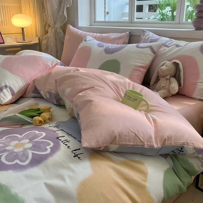 91家纺网 家纺一手货源 找家纺 红馆 2025年全棉12868印花系列四件套玛卡龙