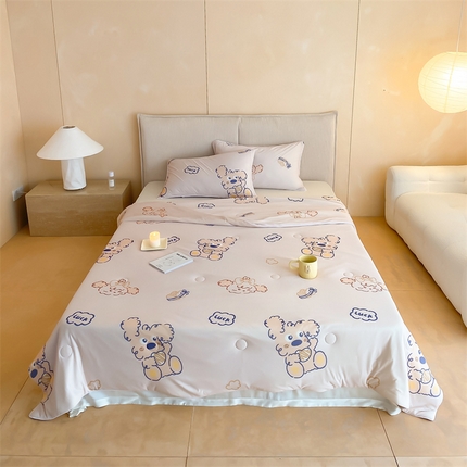 91家纺网 家纺一手货源 找家纺 （总）头等舱 2024新款针织棉凉感氨纶A类印花大豆抗菌夏被