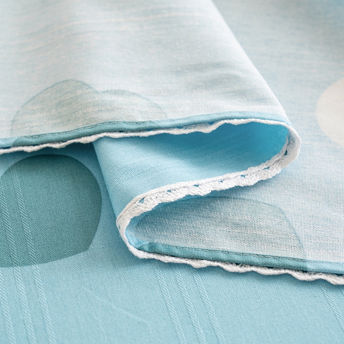 91家纺网 家纺一手货源 找家纺 金泰莱 2025新款花边款老粗布凉席老粗布床单软凉席全棉床单纯棉床单 花心-蓝