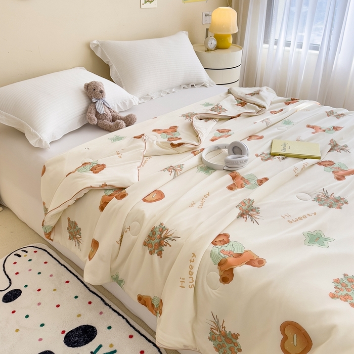 91家纺网 家纺一手货源 找家纺 米菲 2024新款A类凉感丝印花夏被夏凉被被芯 时光熊