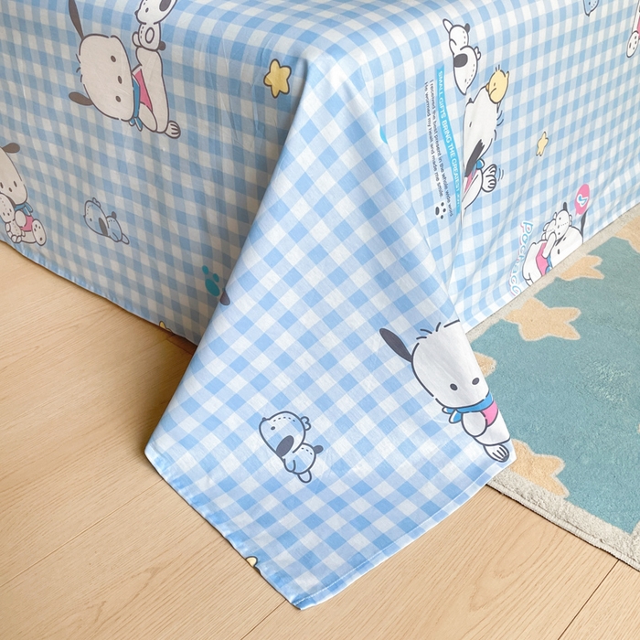 91家纺网 家纺一手货源 找家纺 博雅 2024新款全棉三丽鸥卡通四件套-AA版帕恰狗 蓝格帕恰狗