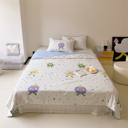 91家纺网 家纺一手货源 找家纺 （总）头等舱 2024新款云感针织A类提花华夫格印花大豆抗菌夏被