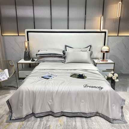 91家纺网 家纺一手货源 找家纺 （总）丽卡家纺 2024新款水洗天丝刺绣夏被四件套-梦幻