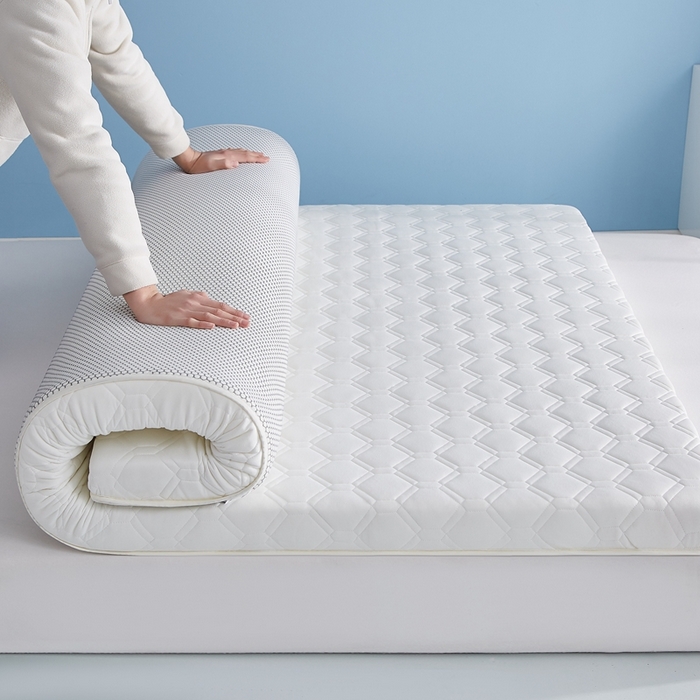 91家纺网 家纺一手货源 找家纺 时奥 2024新款A类针织棉乳胶记忆海绵床垫 元气白