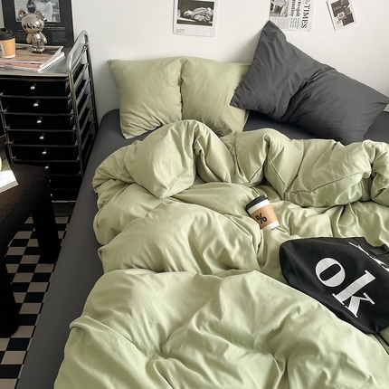 91家纺网 家纺一手货源 找家纺 （总）思诺羽床笠 2025新款高克重水洗棉纯色混搭四件套系列