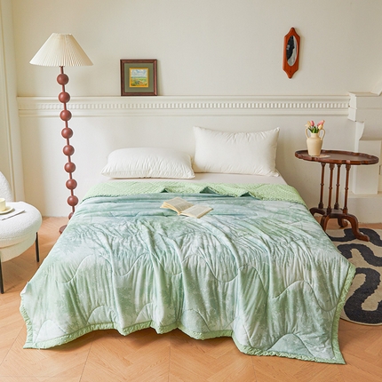 91家纺网 家纺一手货源 找家纺 （总）鑫顺欣 2025新款A类凉感冰丝豆豆印花夏被夏凉被空调被被子被芯直播