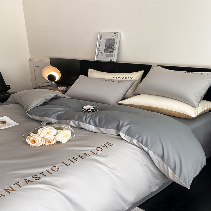 91家纺网 家纺一手货源 找家纺 澳梵家居 2024新款60s全棉刺绣四件套--罗曼克系列 罗曼克-椰子灰