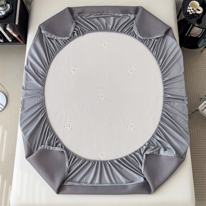 91家纺网 家纺一手货源 找家纺 鑫姿席业 2025新款抗菌凉豆豆提花床笠款凉席-小熊系列  冰豆豆熊猫系列-床笠款 柠檬黄