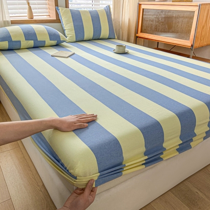 91家纺网 家纺一手货源 找家纺 （总）莱登卡奴 2024新款全棉色织水洗棉单品系列 单床笠