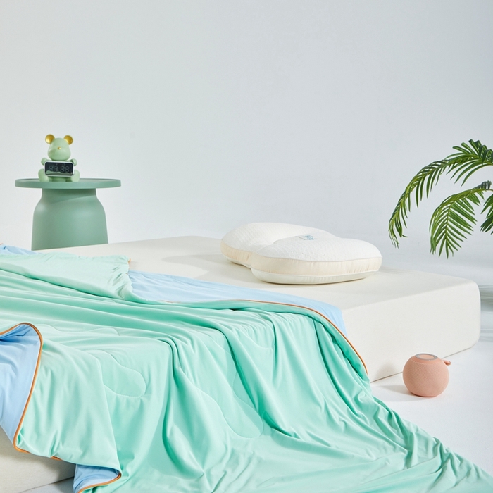 91家纺网 家纺一手货源 找家纺 龙图 2024新款氨纶凉感丝夏被瓜瓜被冰淇淋西瓜被夏凉被空调被-浅绿