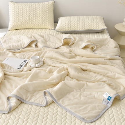 布卢姆床垫 2025新款麦穗系列A类凉感丝夏被乳胶凉席（5mm）四件套  麦穗-莲子白