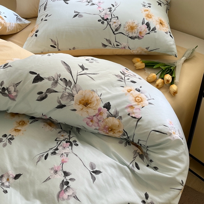 91家纺网 家纺一手货源 找家纺 红馆 2025年全棉12868印花系列四件套玉颜