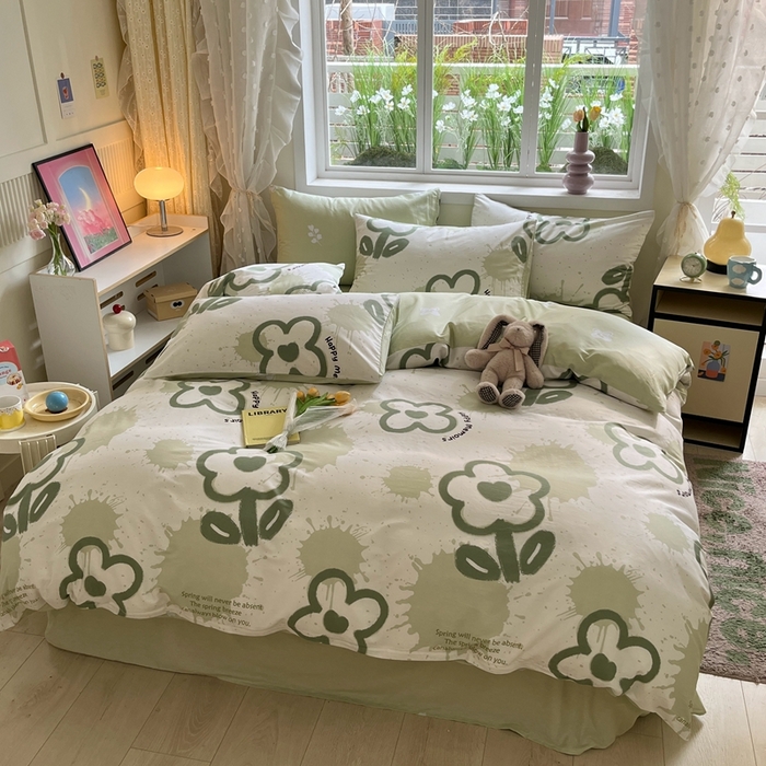 91家纺网 家纺一手货源 找家纺 红馆 2025年全棉12868印花系列四件套清雅