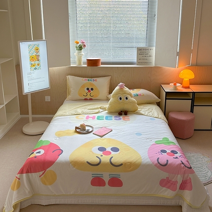 91家纺网 家纺一手货源 找家纺 美乐迪 2024新款A类凉感丝冰豆豆夏被子被芯 奶油芝士