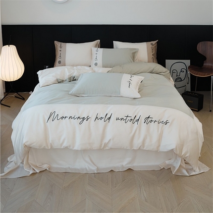 91家纺网 家纺一手货源 找家纺  2024春夏新款天丝棉四件套--江南系列（常规图） 江南-青玉