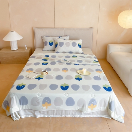 91家纺网 家纺一手货源 找家纺 （总）头等舱 2024新款针织棉凉感氨纶A类印花大豆抗菌夏被