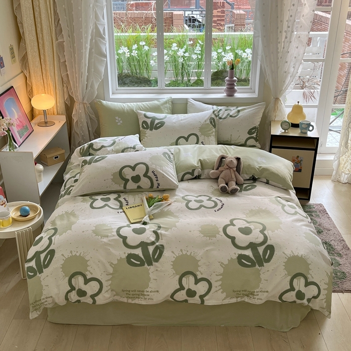 91家纺网 家纺一手货源 找家纺 红馆 2025年全棉12868印花系列四件套清雅