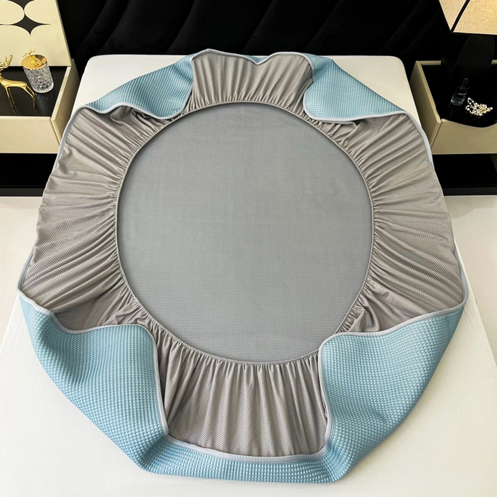 91家纺网 家纺一手货源 找家纺 慕尚 2025新款华夫格床笠凉席 华夫格蓝