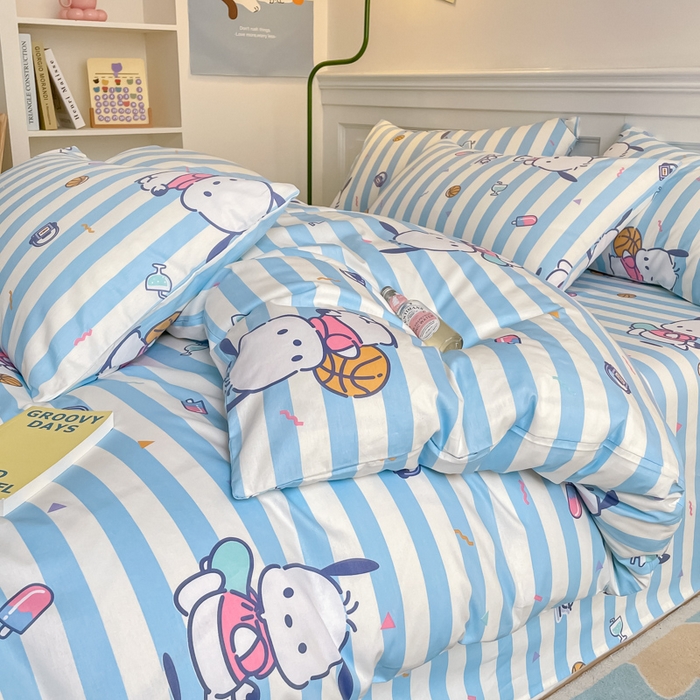 91家纺网 家纺一手货源 找家纺 博雅 2024新款全棉三丽鸥卡通四件套-AA版帕恰狗 运动帕恰狗