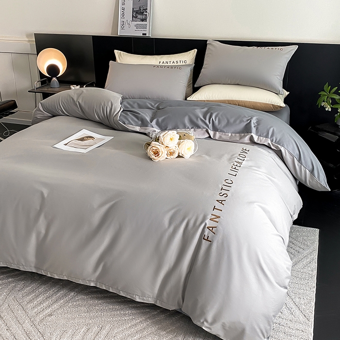 91家纺网 家纺一手货源 找家纺 澳梵家居 2024新款60s全棉刺绣四件套--罗曼克系列 罗曼克-椰子灰