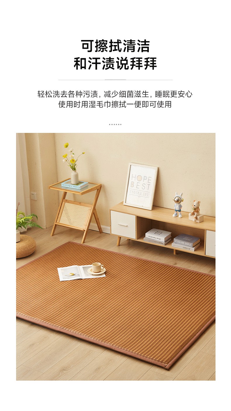91家纺网 家纺一手货源 找家纺 伊先生家纺 2024新款2cm艾草凉席冰藤地垫客厅打地铺可定制 古奢藤-古色古香
