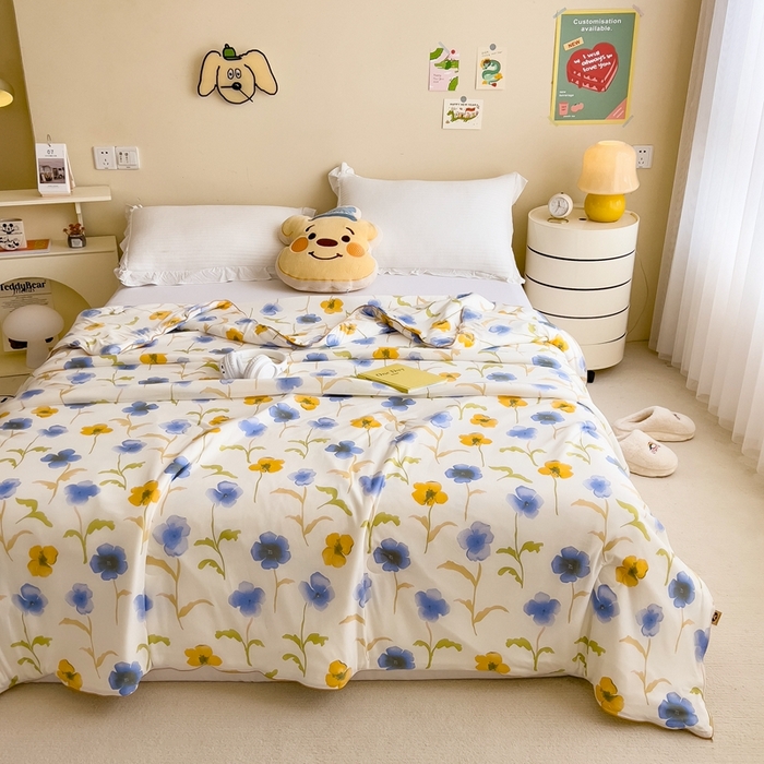 91家纺网 家纺一手货源 找家纺 米菲 2024新款A类凉感丝印花夏被夏凉被被芯 空若幽兰