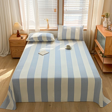 莱登卡奴 2024新款全棉色织水洗棉单品系列 单床单 床单-初享浅蓝