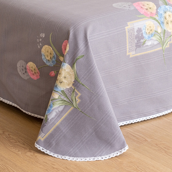 91家纺网 家纺一手货源 找家纺 金泰莱 2025新款花边款老粗布凉席老粗布床单软凉席全棉床单纯棉床单 花恋时光