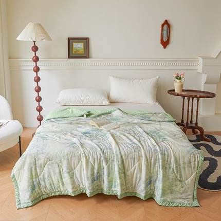 91家纺网 家纺一手货源 找家纺 （总）鑫顺欣 2025新款A类凉感冰丝豆豆印花夏被夏凉被空调被被子被芯直播