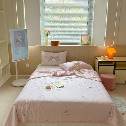 91家纺网 家纺一手货源 找家纺 美乐迪 2024新款A类凉感丝冰豆豆夏被子被芯 可爱猫咪