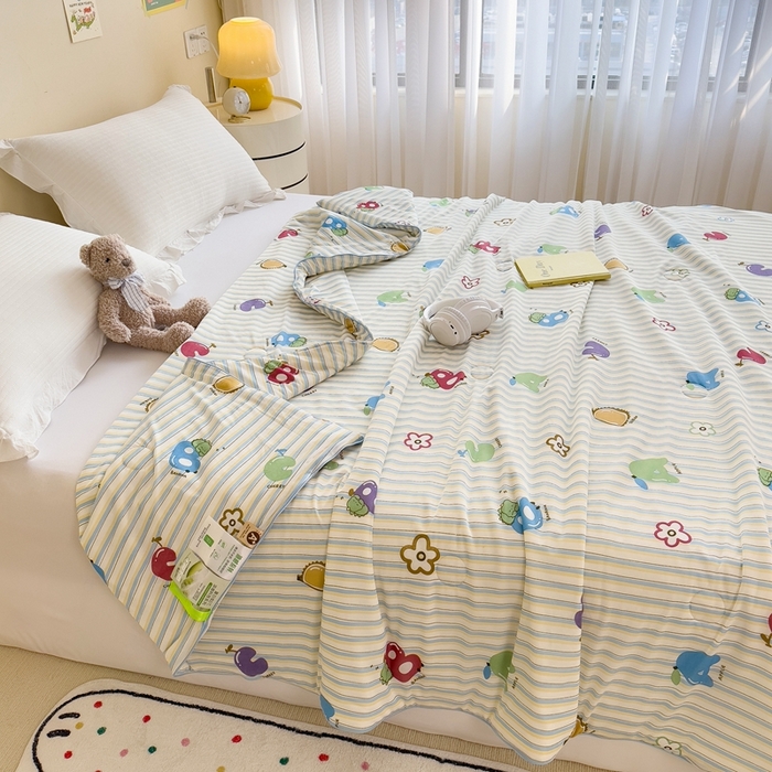 91家纺网 家纺一手货源 找家纺 米菲 2024新款A类凉感丝印花夏被夏凉被被芯 字母abc