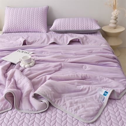 布卢姆床垫 2025新款麦穗系列A类凉感丝夏被乳胶凉席（5mm）四件套  麦穗-风信紫
