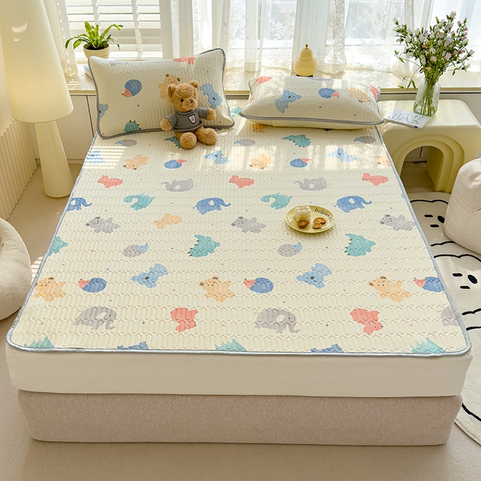 91家纺网 家纺一手货源 找家纺 伊人坊 2024新款A类凉感丝乳胶凉席三件套 动物园