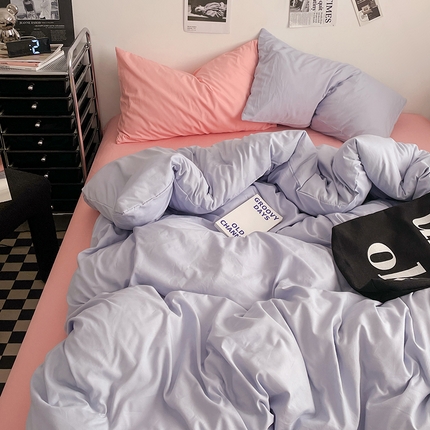 91家纺网 家纺一手货源 找家纺 （总）思诺羽床笠 2025新款高克重水洗棉纯色混搭四件套系列