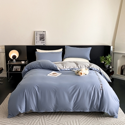 91家纺网 家纺一手货源 找家纺 澳梵家居 2024新款60s全棉刺绣四件套--罗曼克系列 罗曼克-莱茵蓝