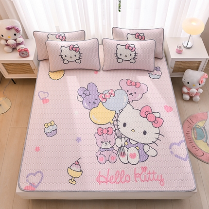 昊川 2024新款正版授权卡通0.5厚度乳胶凉席 玩偶kitty-粉紫