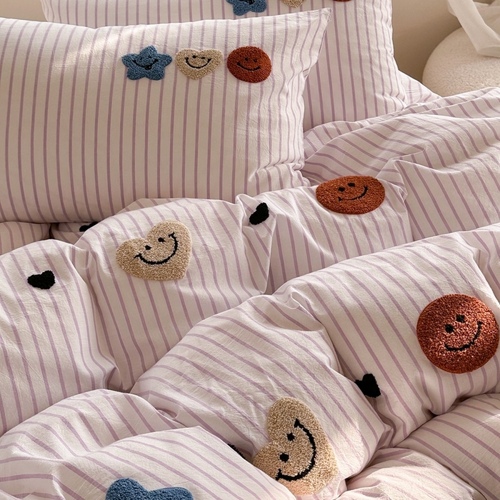 91家纺网 家纺一手货源 找家纺 洋铭区（原狠狠爱） 2024新款色织水洗棉毛巾绣四件套 亮晶晶