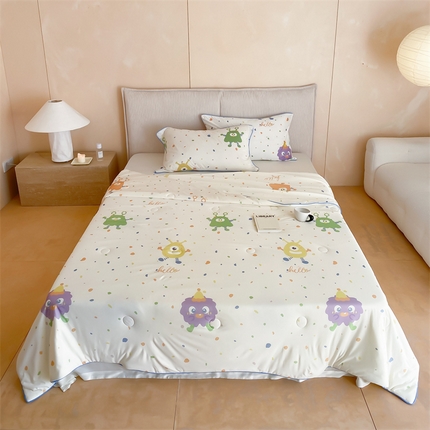 91家纺网 家纺一手货源 找家纺 （总）头等舱 2024新款针织棉凉感氨纶A类印花大豆抗菌夏被