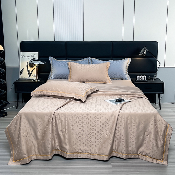 91家纺网 家纺一手货源 找家纺 丽卡家纺 2024新款水洗天丝夏被四件套-艾诺维 艾维-香槟