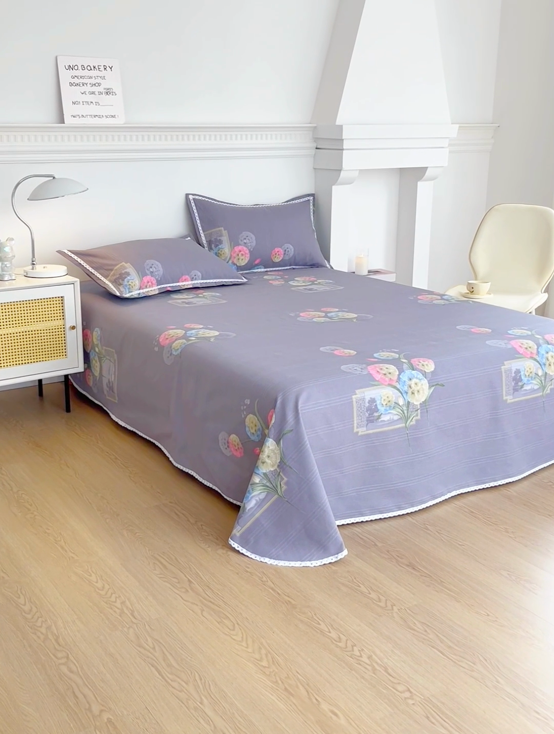 91家纺网 家纺一手货源 找家纺 金泰莱 2025新款花边款老粗布凉席老粗布床单软凉席全棉床单纯棉床单 花恋时光