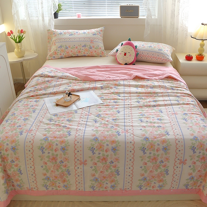 91家纺网 家纺一手货源 找家纺 金柚子2024新款全棉印花夏凉被 繁花