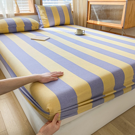 91家纺网 家纺一手货源 找家纺 （总）莱登卡奴 2024新款全棉色织水洗棉单品系列 单床笠