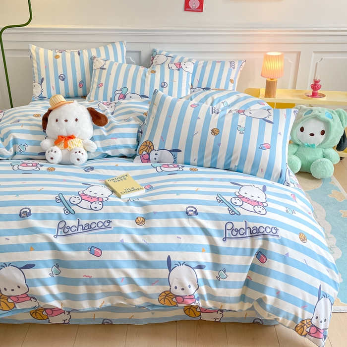 91家纺网 家纺一手货源 找家纺 博雅 2024新款全棉三丽鸥卡通四件套-AA版帕恰狗 运动帕恰狗