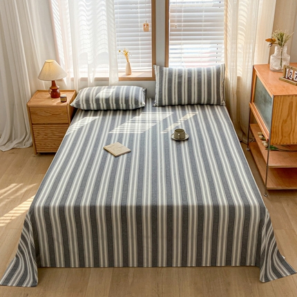 莱登卡奴 2024新款全棉色织水洗棉单品系列 单床单 床单-布莱格灰