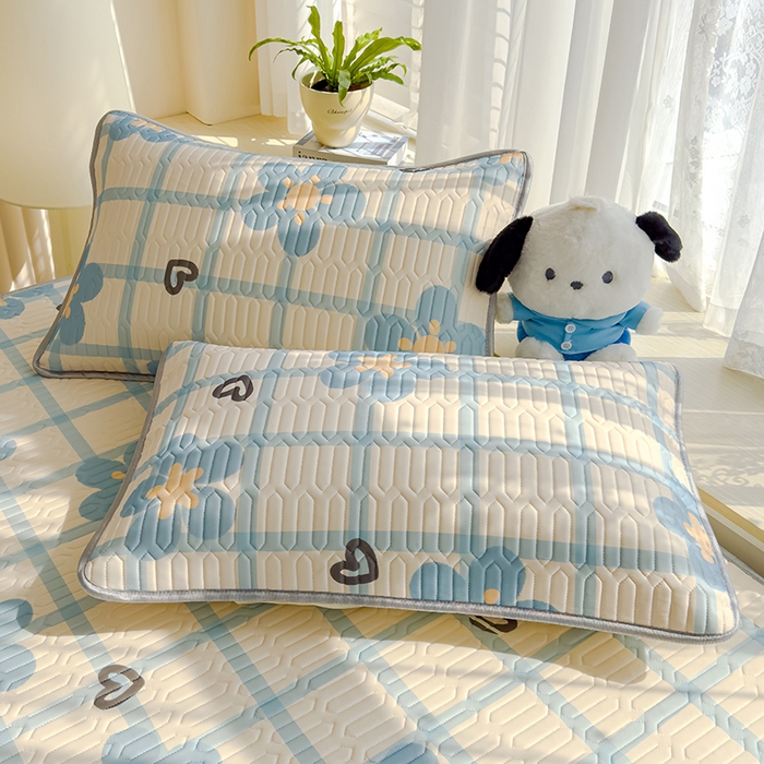 91家纺网 家纺一手货源 找家纺 伊人坊 2024新款A类凉感丝乳胶凉席三件套 花花格调