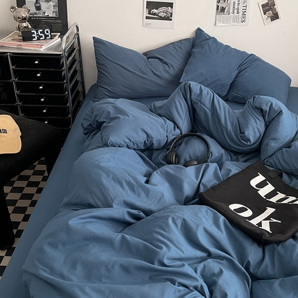 91家纺网 家纺一手货源 找家纺 （总）思诺羽床笠 2025新款高克重水洗棉纯色混搭四件套系列