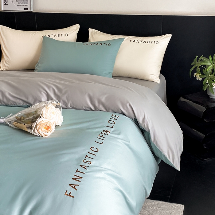 91家纺网 家纺一手货源 找家纺 澳梵家居 2024新款60s全棉刺绣四件套--罗曼克系列 罗曼克-烟波绿