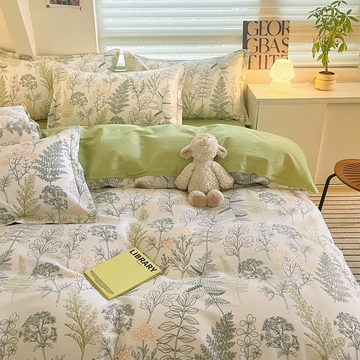 91家纺网 家纺一手货源 找家纺 红馆 2025年全棉12868印花系列四件套清颜