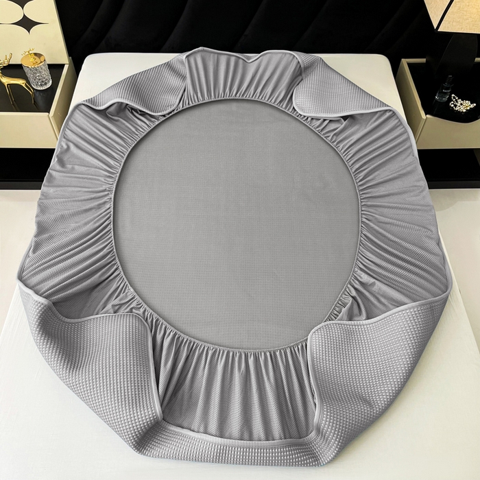 91家纺网 家纺一手货源 找家纺 慕尚 2025新款华夫格床笠凉席 华夫格灰